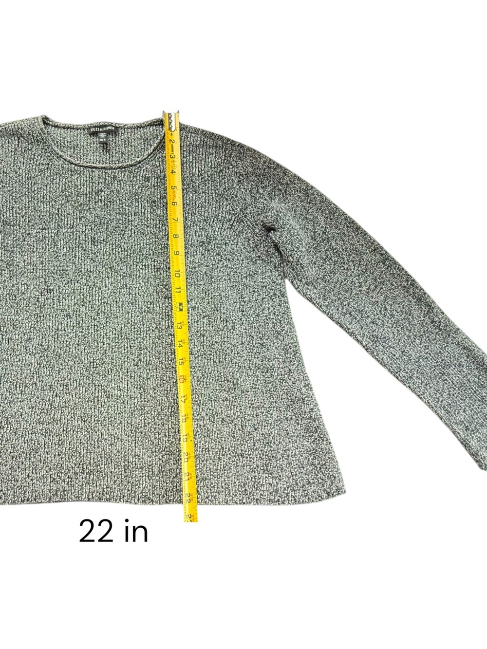 Eileen Fisher Women Black White Marled Knit Organic Cotton Crewneck Sweater M - Picture 7 of 8